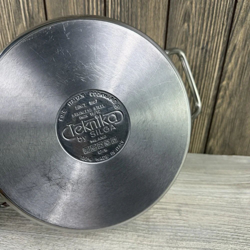 Silga Teknika 3 Qt 24cm Stainless Steel Stock Pot Lid 18/10 Made Italy